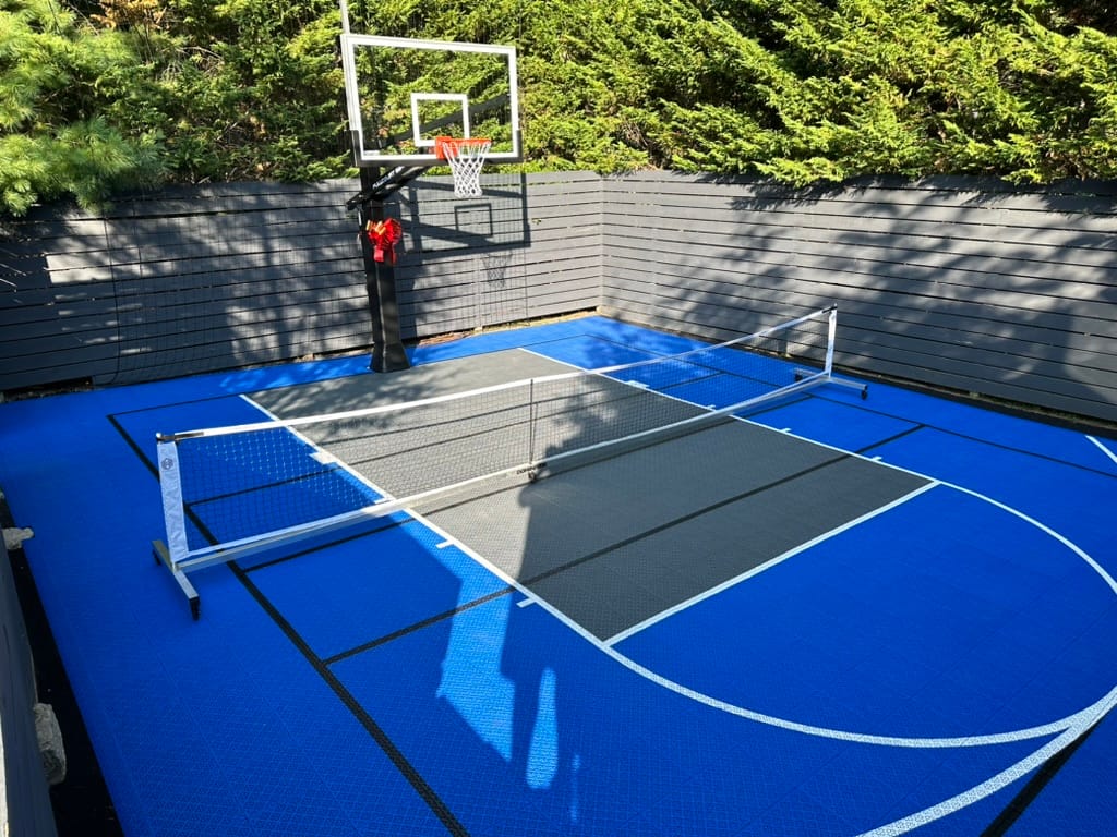 Backyard basketball court project on Long Island